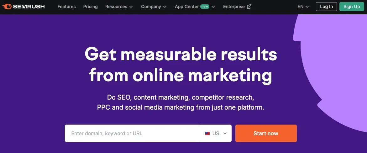 semrush 是一款流行的付费关键词研究工具。